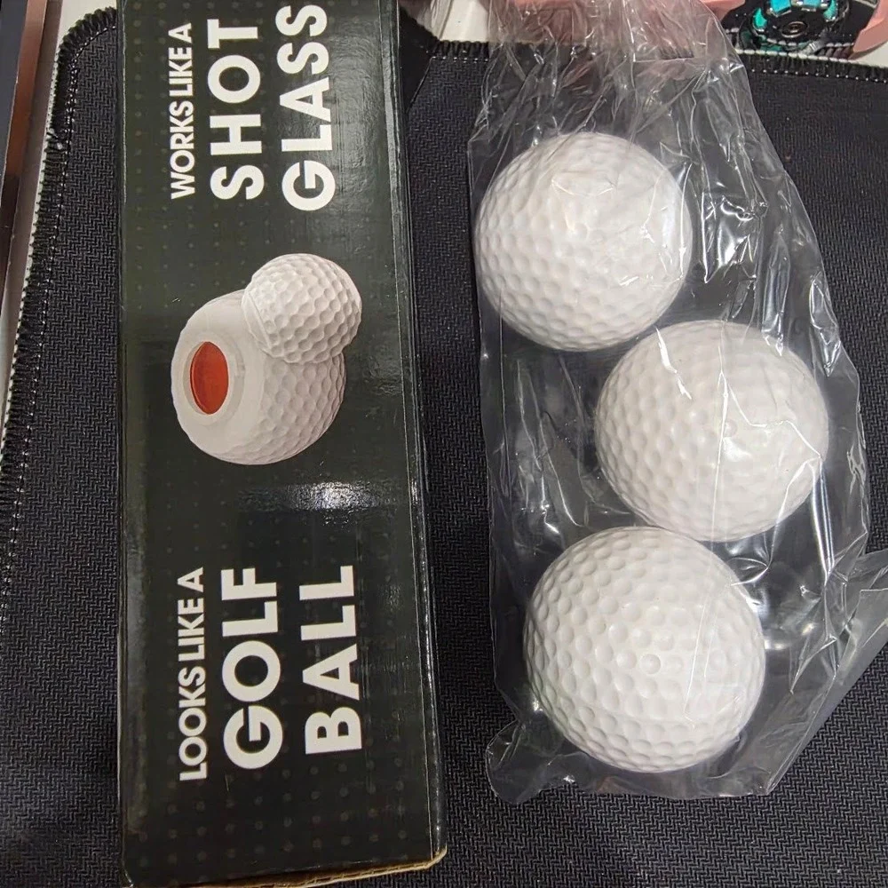Golf Shots Novelty Shot Glass Set 3 Pack Golf Ball Disguise Barware Gift New